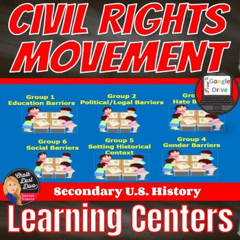 Preview of CIVIL RIGHTS MOVEMENT Learning Centers - Print & Digital  - U.S. History