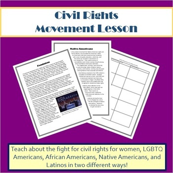 Preview of Civil Rights Movement Lesson - Stations, Lecture, and Activities