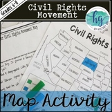 Civil Rights Movement Map (Print and Digital)