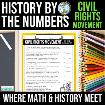 Preview of Civil Rights Movement Math Activity - History By The Numbers Worksheet