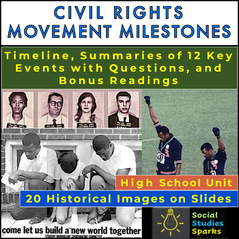 Preview of Civil Rights Movement OVERVIEW: Summaries, Worksheets, Photos - Slides - No Prep