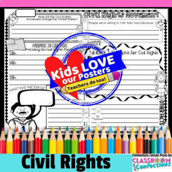 Preview of Civil Rights Movement Activity Poster Doodle Style Writing Organizer 3rd 4th 5th