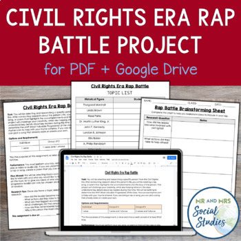 Preview of Civil Rights Movement Project | Rap Battle for PDF and Google Drive