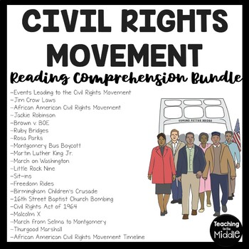 Preview of Civil Rights Movement Worksheet Reading Comprehension Bundle Black History Month