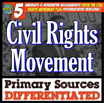 Preview of Civil Rights Movement Reading Passages Primary Source Set Activities 