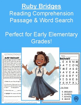 Preview of Black History Month: Ruby Bridges Reading Comprehension and Word Search
