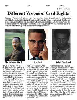 Preview of Civil Rights Movement Speech Comparison Packet (Guided Reading)