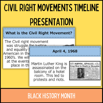 Preview of Civil Rights Movement Timeline Black History Month Activity