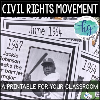 Preview of Civil Rights Movement Timeline Printable for Bulletin Boards and History Classes