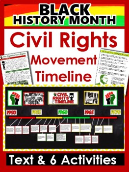 Preview of Civil Rights Movement Timeline: Text & 4 Activities  Gr 5-6 Black History Month