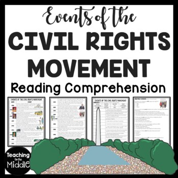 Preview of African American Civil Rights Movement Timeline Reading Comprehension Worksheet