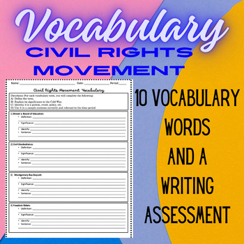 Preview of Civil Rights Movement Vocabulary