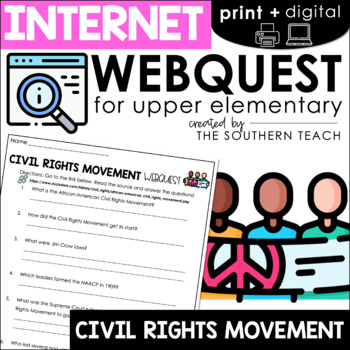 Preview of Civil Rights Movement WebQuest - Internet Scavenger Hunt Activity