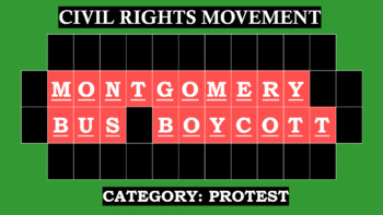 Preview of Civil Rights Movement Wheel of Fortune Board
