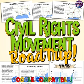 Preview of Civil Rights Movement Road Trip Map Project & Activity