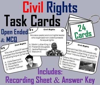 Preview of Civil Rights Task Cards Activity (Black History Month Unit)