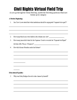 civil rights road trip worksheet answers