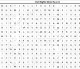 Civil Rights Word Search (Easy and Difficult Versions)