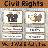 Civil Rights Word Wall Words and Activities