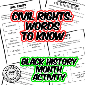 Preview of Black History Month Activities:Civil Rights Words to Know African-American Study