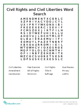 Preview of Civil Rights and Civil Liberties Word Search!