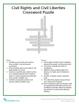 Preview of Civil Rights and Civil Liberties Crossword Puzzle