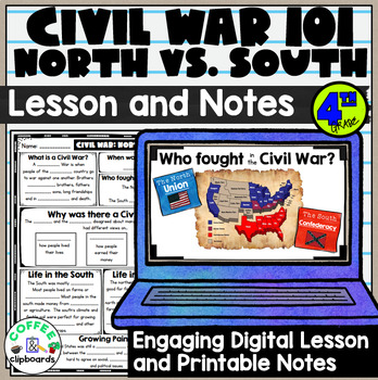 Preview of Civil War 101 North vs. South Lesson and Activities SS4H5