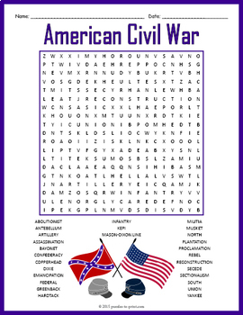 on worksheet civil english war Puzzle Puzzles Word Print War Civil American Search to by