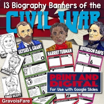 Preview of Civil War Activity — Biography Banners — Print and Digital Versions