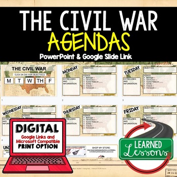 Preview of Civil War Agenda PowerPoint & Google Slides, American History Agenda