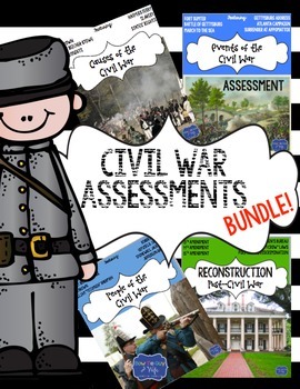Preview of Civil War: Causes, Events, Leaders, & Reconstruction 4 TESTS INCLUDED!