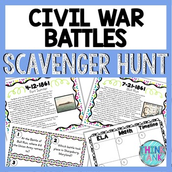 Preview of Civil War Battles Scavenger Hunt - Reading Comprehension Stations