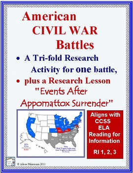 Preview of CIVIL WAR BATTLE  Tri-fold Research Report