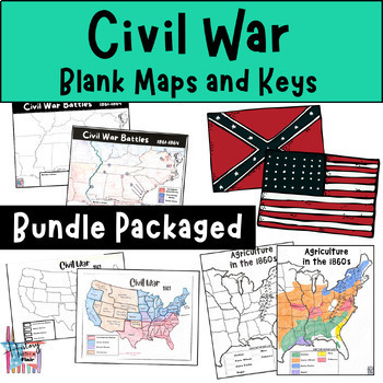 Preview of Civil War Maps BUNDLE; Civil War Battles; Civil War States; 1860s Agriculture