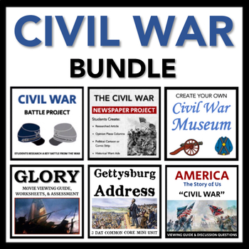 Preview of Civil War Bundle - Includes Projects, Primary Source Unit, & Viewing Guides