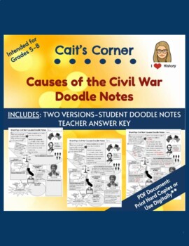 Preview of Civil War Causes Doodle Notes