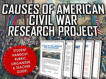 Preview of Civil War - Causes of the Civil War - Research Project with Handout/Rubric