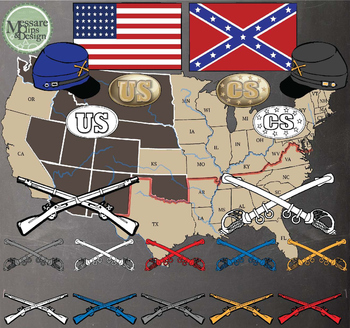 Preview of Civil War Clip Art & Map Set {Messare Clips and Design}