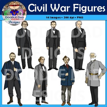 Preview of Civil War Clip Art (Abraham Lincoln, John Wilkes Boot, Robert E. Lee, Leaders)