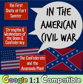 Preview of Civil War First Shots at Fort Sumter Anaconda Plan Guided Notes