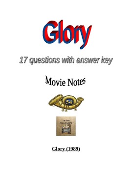 Preview of Civil War: Glory Movie Questions and  Answer Key - 54th Massachusetts