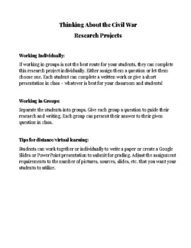 Preview of Civil War Guided Research Project