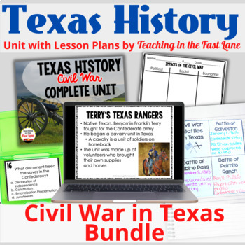 Preview of Civil War IN TEXAS Unit with Lesson Plans - Texas History Activities -TX History