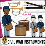 Civil War Instruments & Drummer Boy Clip Art