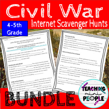 Preview of Civil War Internet Scavenger Hunts BUNDLE | Civil War Homework | Center