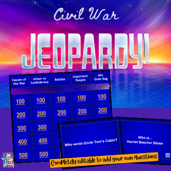 Preview of Civil War Jeopardy Review Game, Interactive Game, Test Prep, Powerpoint