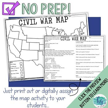 Civil War Map Activity by History Gal | Teachers Pay Teachers