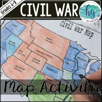 Preview of Civil War Map Activity Lesson with Battles (Print and Digital)
