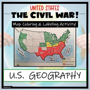Preview of Civil War Map- Label and Color Activity!
