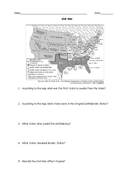 Civil War Map Worksheet - Nidecmege